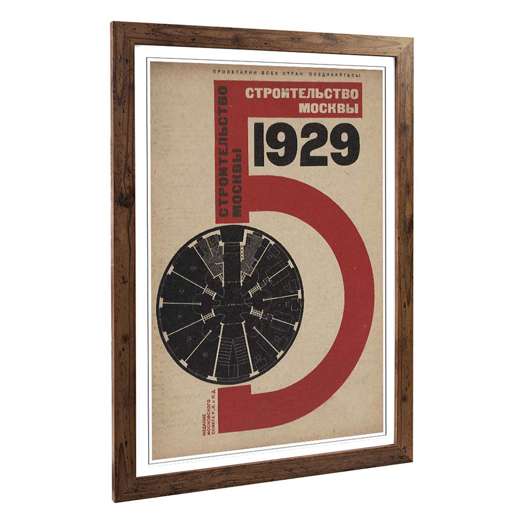 Big Box Art Framed Print of El Lissitzky Russian Constructivist Cover Design | Wall Art Picture | Home Decor for Kitchen, Living Room, Bedroom, Hallway, Walnut, A2 / 24.5x18 Inch / 62x45cm