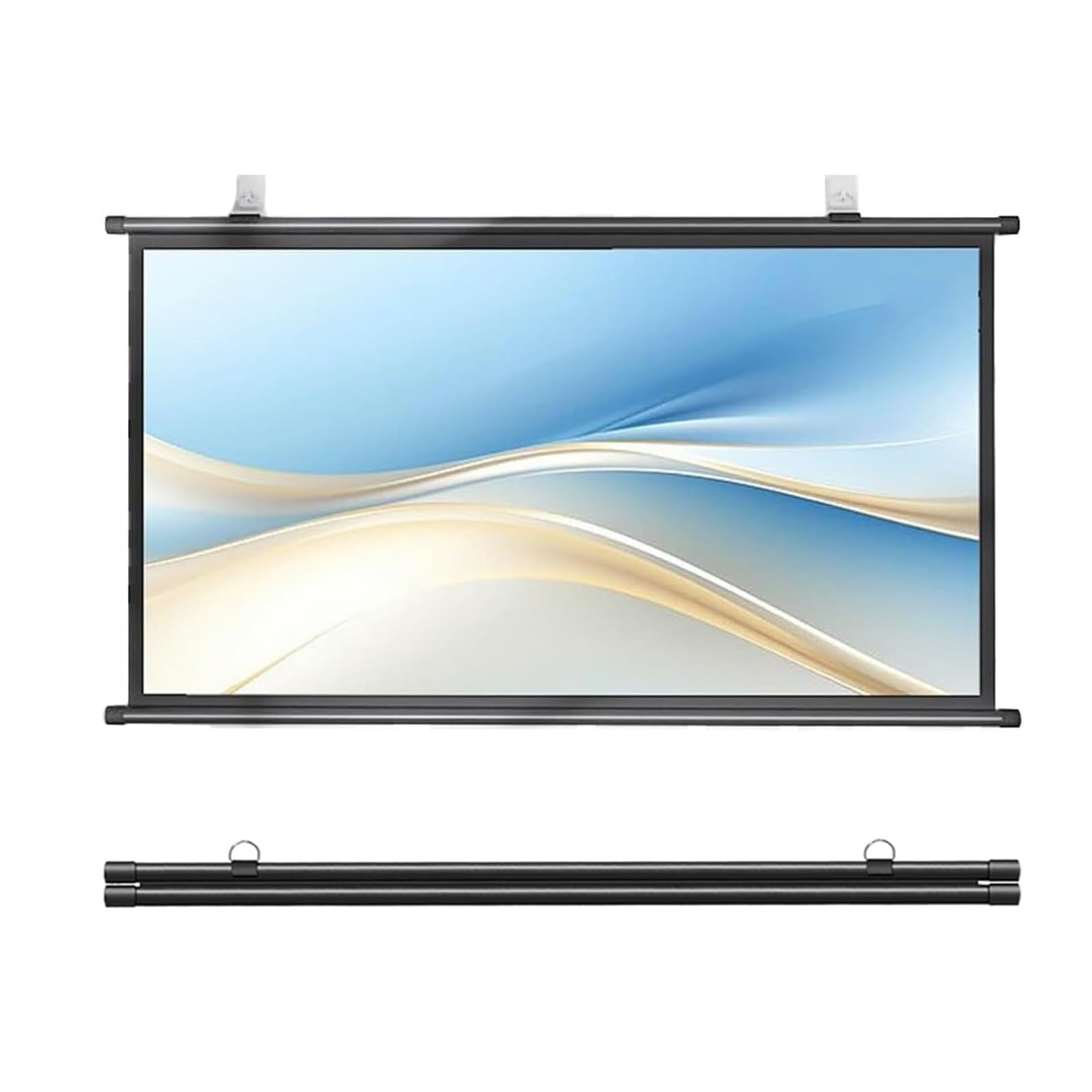 Manuale Telo Proiettore Avvolgibile,Schermo per Proiettore, Telo da Proiezione Interno Esterno, Home Theater Cinema Full HD 3D 4K,per Home Theater, Esterno E Interno, Film(16:9,60")