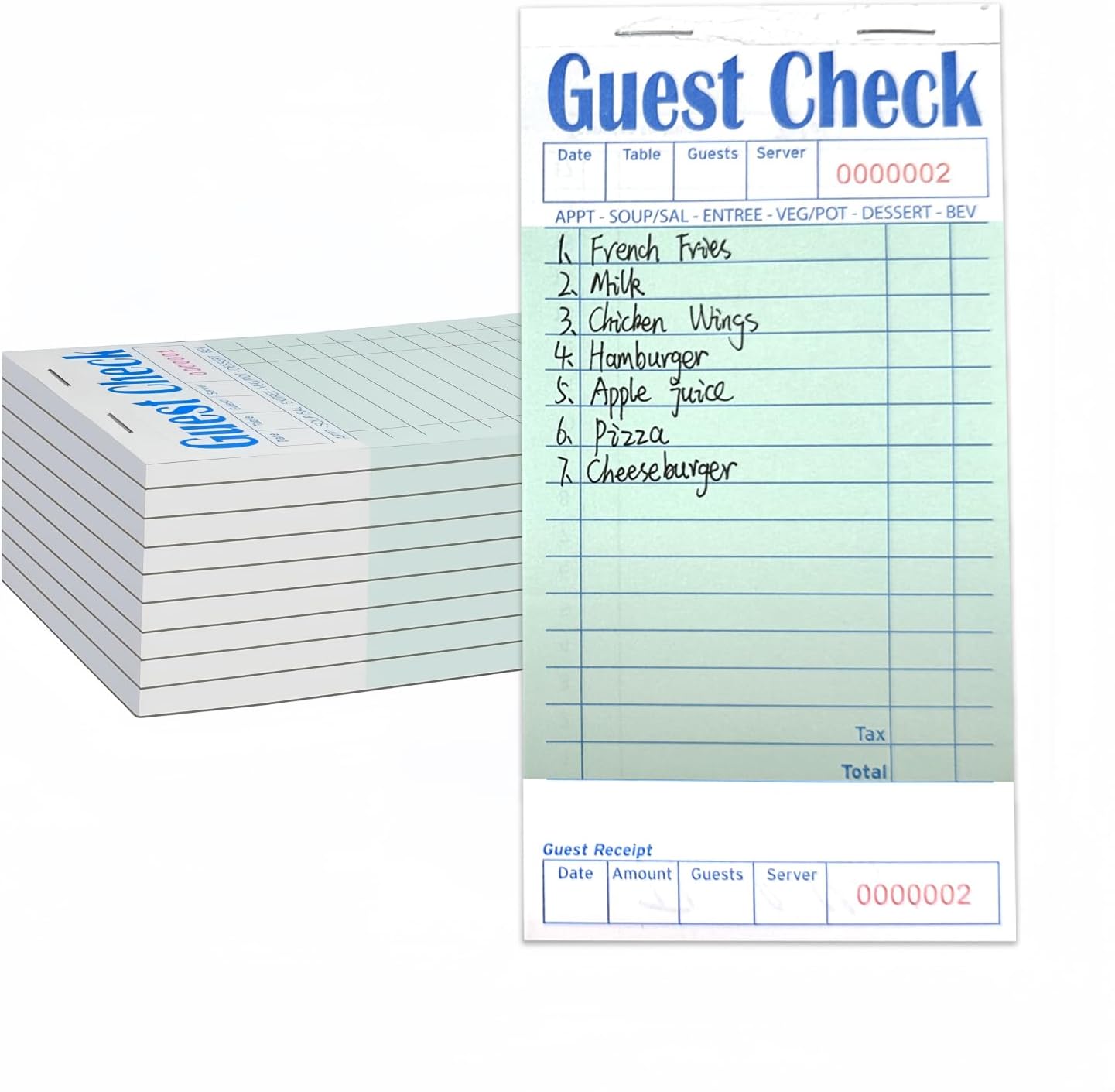 Guest Check Books 6 Pack, Guest Checks for Servers, Server Note Pads, Waitress Accessories Writing Pad, Thick Server Paper with Guest Receipts, Restaurant Supplies Order Pad Total 300 Sheets