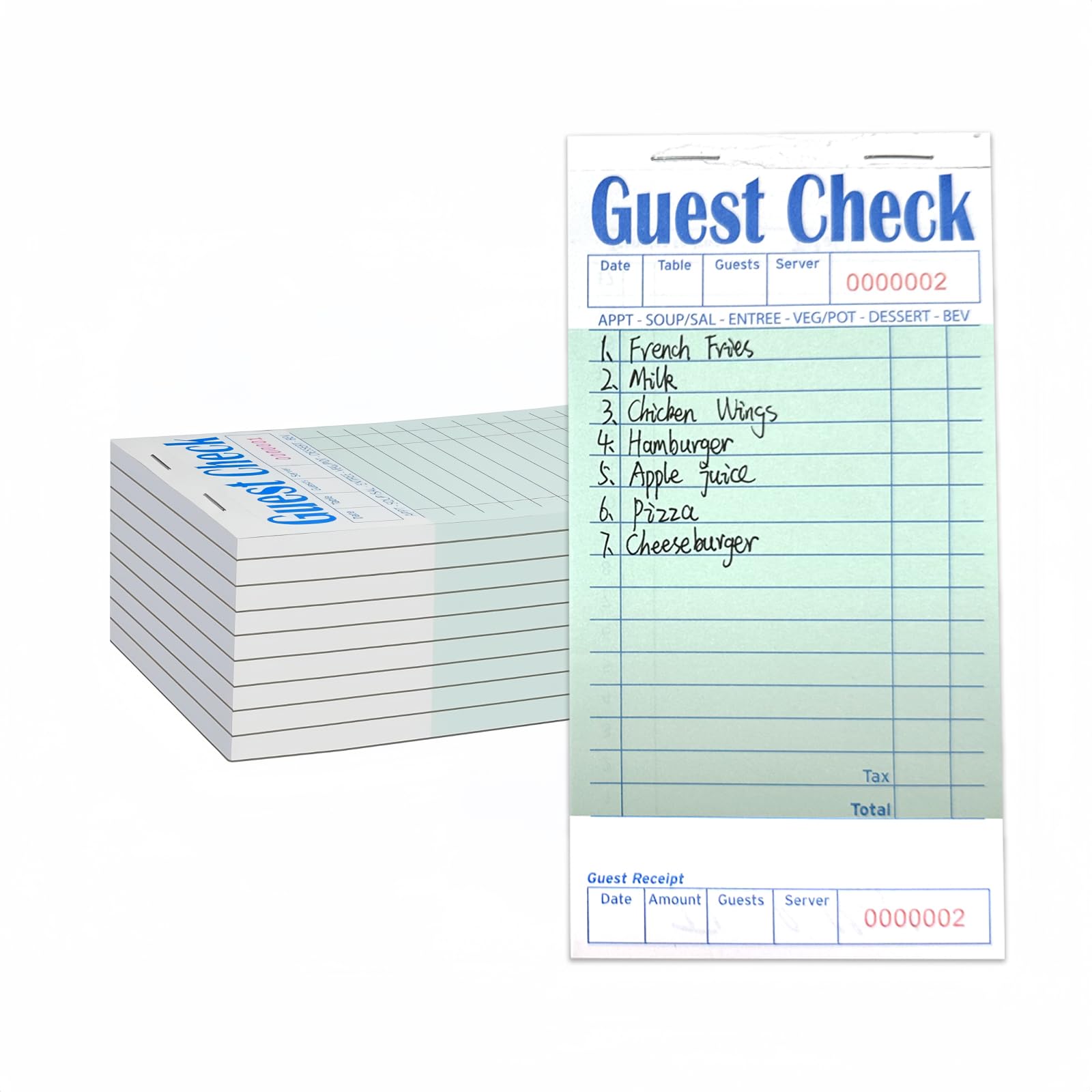 Confezione da 10 quaderni per assegni degli ospiti, blocchi note per server, accessori per cameriere, carta spessa con ricevute degli ospiti, forniture per ristoranti, blocco ordini totale 500 fogli