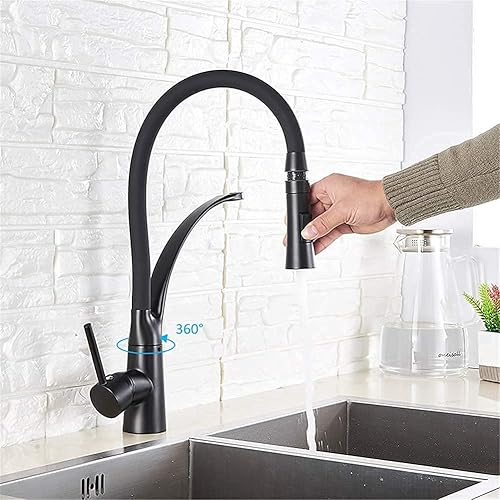 Miniatura 4 de Grifos de cocina color negro mate cromado LED extraíble mezclador de cocina grifo de rotación de 360 grúa de agua para cocina grifo mezclador de una