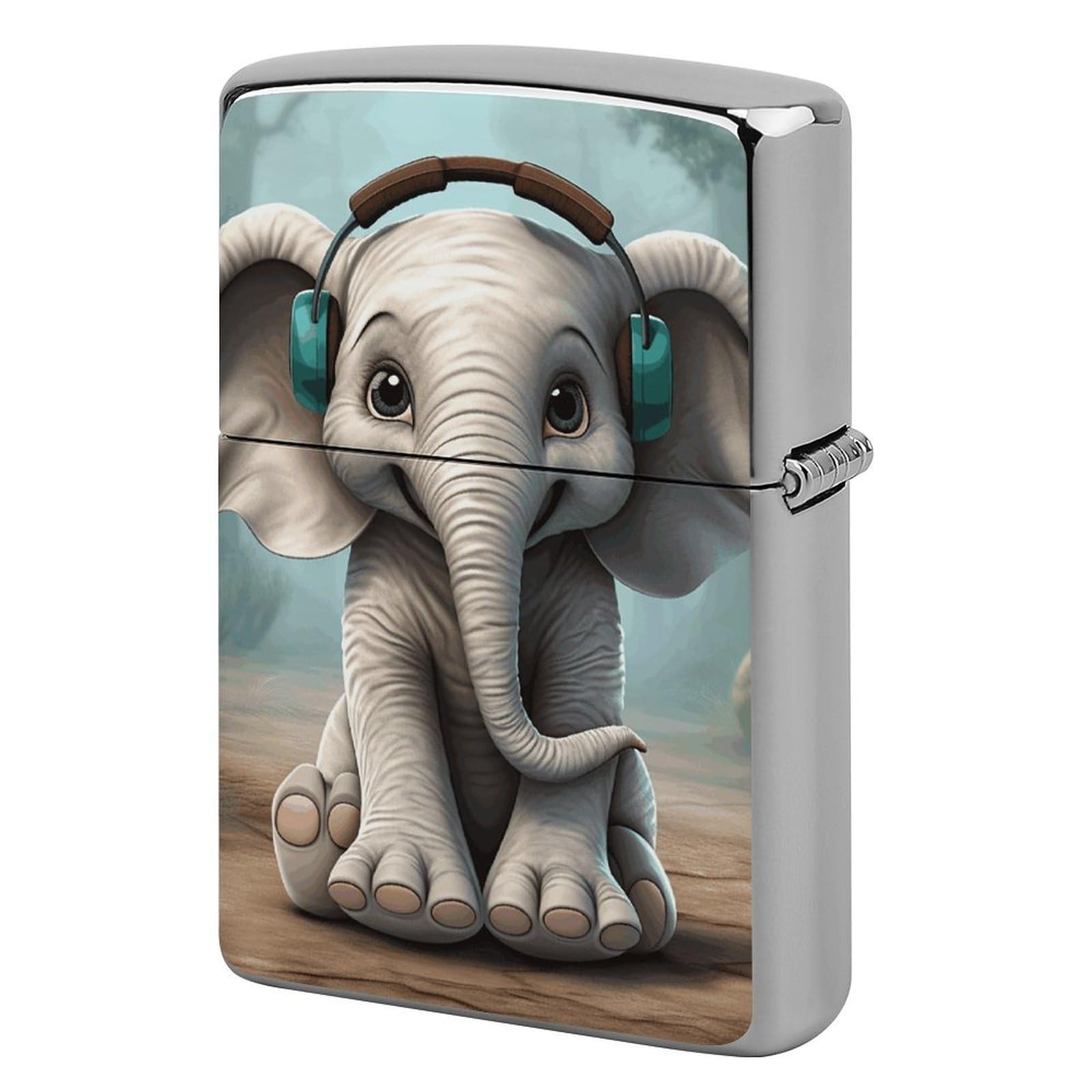 Gray Elephant Lighter Case Vintage Metal Lighter Cover Reusable Lighter Protective Sleeve Unique Design Personalized Lighter Sleeve Holder Against Dust and Scratches