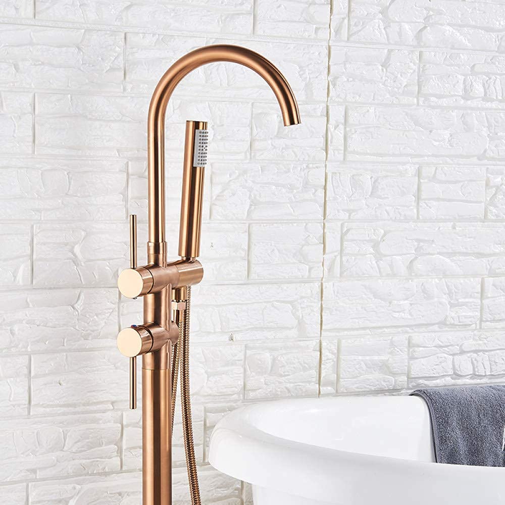 SnamicE Faucet Bathtub Faucet Brushed Golden Floor Mounted Bathtub Faucet Freestanding Tub Mixer with Handshower Floor Mounted Claw Foot,Rose Gold,