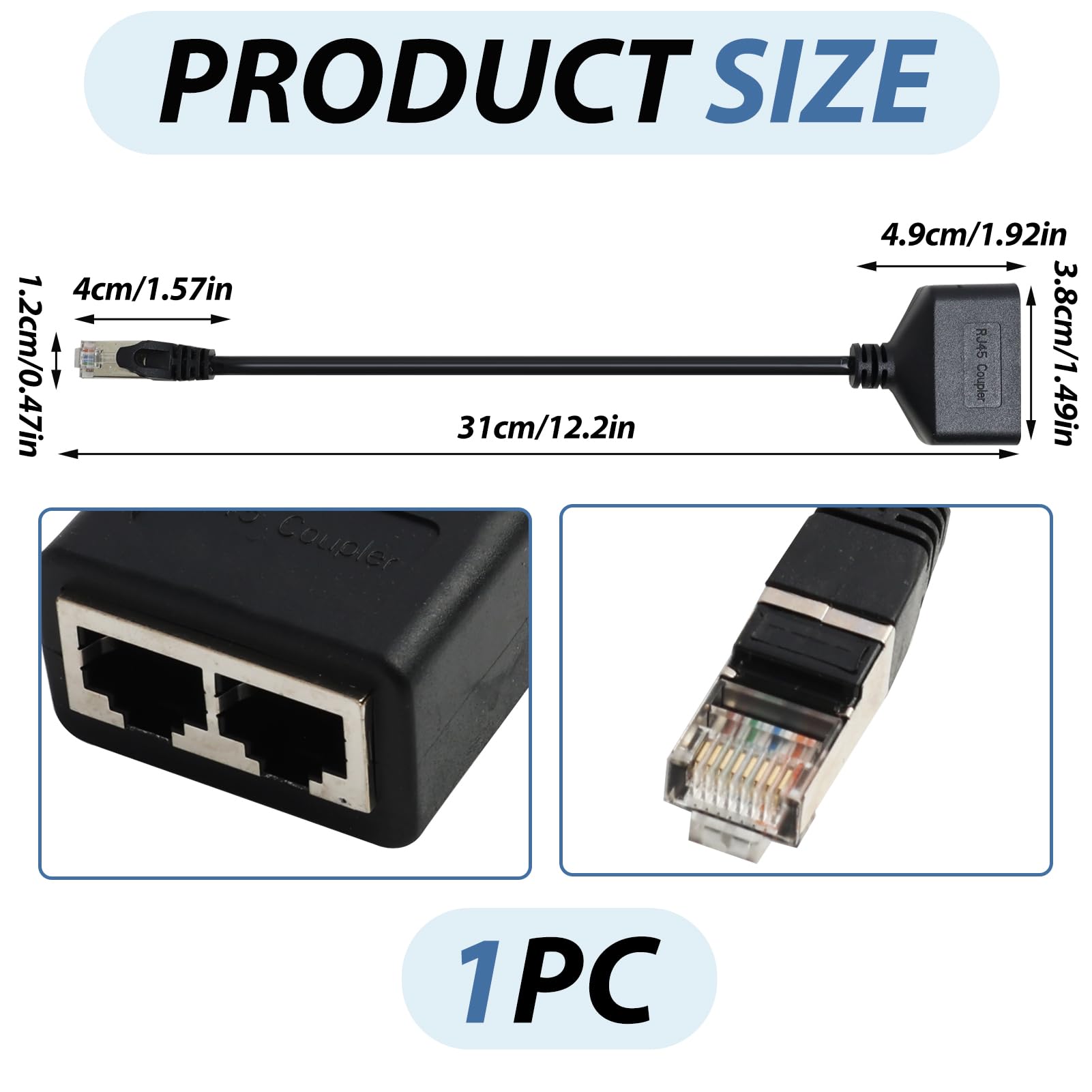 Coupleur RJ45 Répartiteur Ethernet LAN 1 vers 2 Adaptateur Cat5 Cat5e Cat6 Cat7