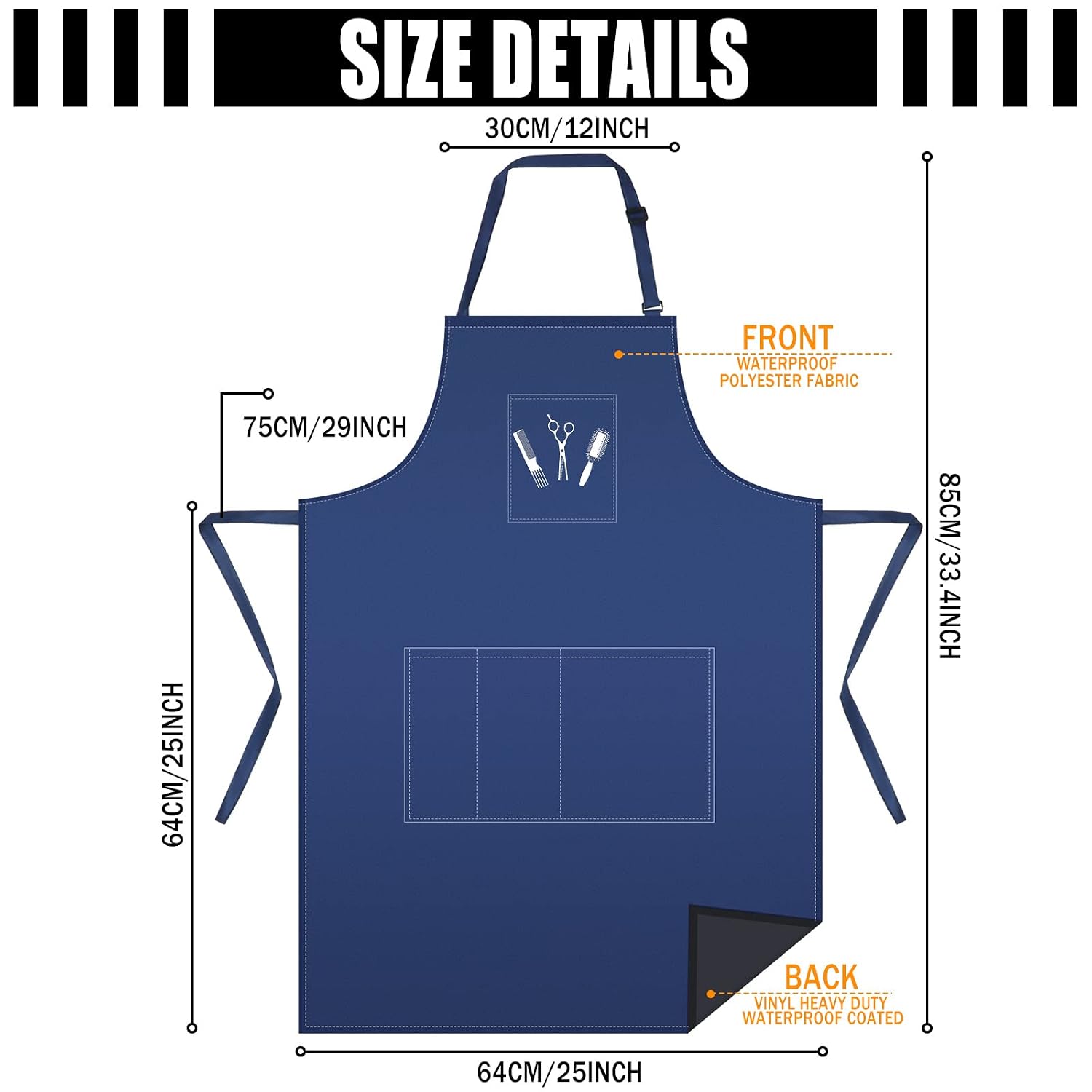 Janmercy 4 Pcs Hair Stylist Apron with 4 Pockets Waterproof Salon Aprons for Hairdresser Cosmetologist Apron(Black, Dark Blue)