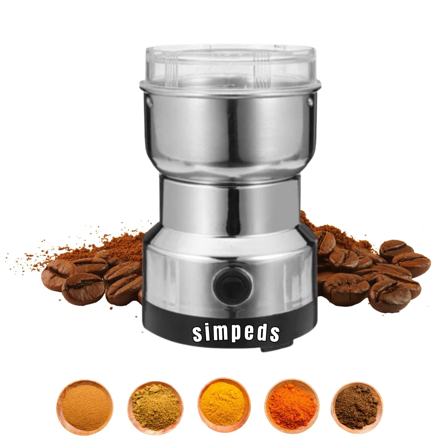Simpeds ®Portable Stainless Steel Coffee and Spice Dry Grinder 150 W Motor - The Best Portable Coffee Grinder Perfect for Dry Coffee Beans/Indian Spice (B0D4M453VS) Amazon Price History, Amazon Price Tracker