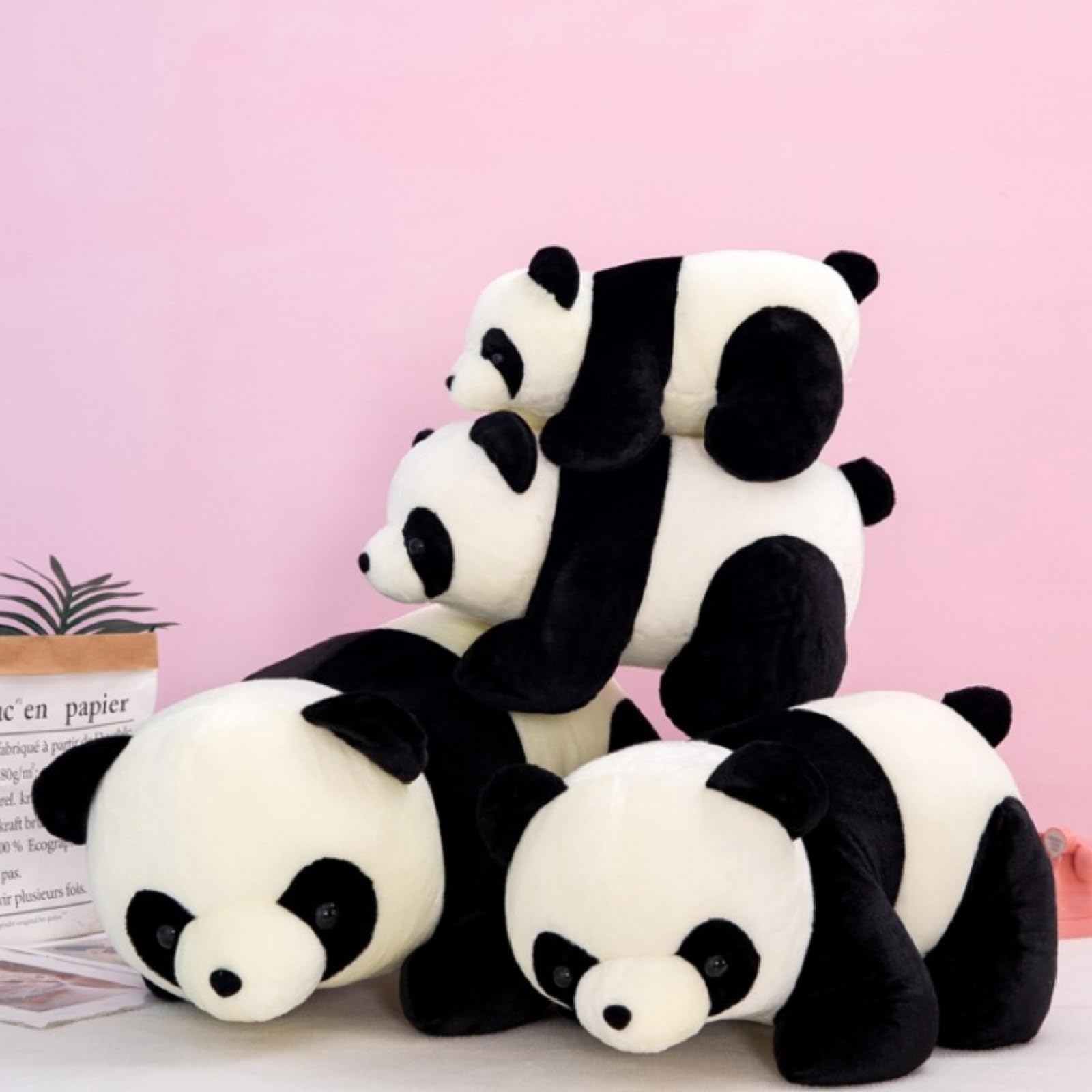 Panda-Plüschtier, realistischer schwarz-weißer Bär, Kuscheltier zum Entspannen und Wohlfühlen, weiche, Flauschige Panda-Puppe, Kinder, Sofa-Deko (60cm,Panda)