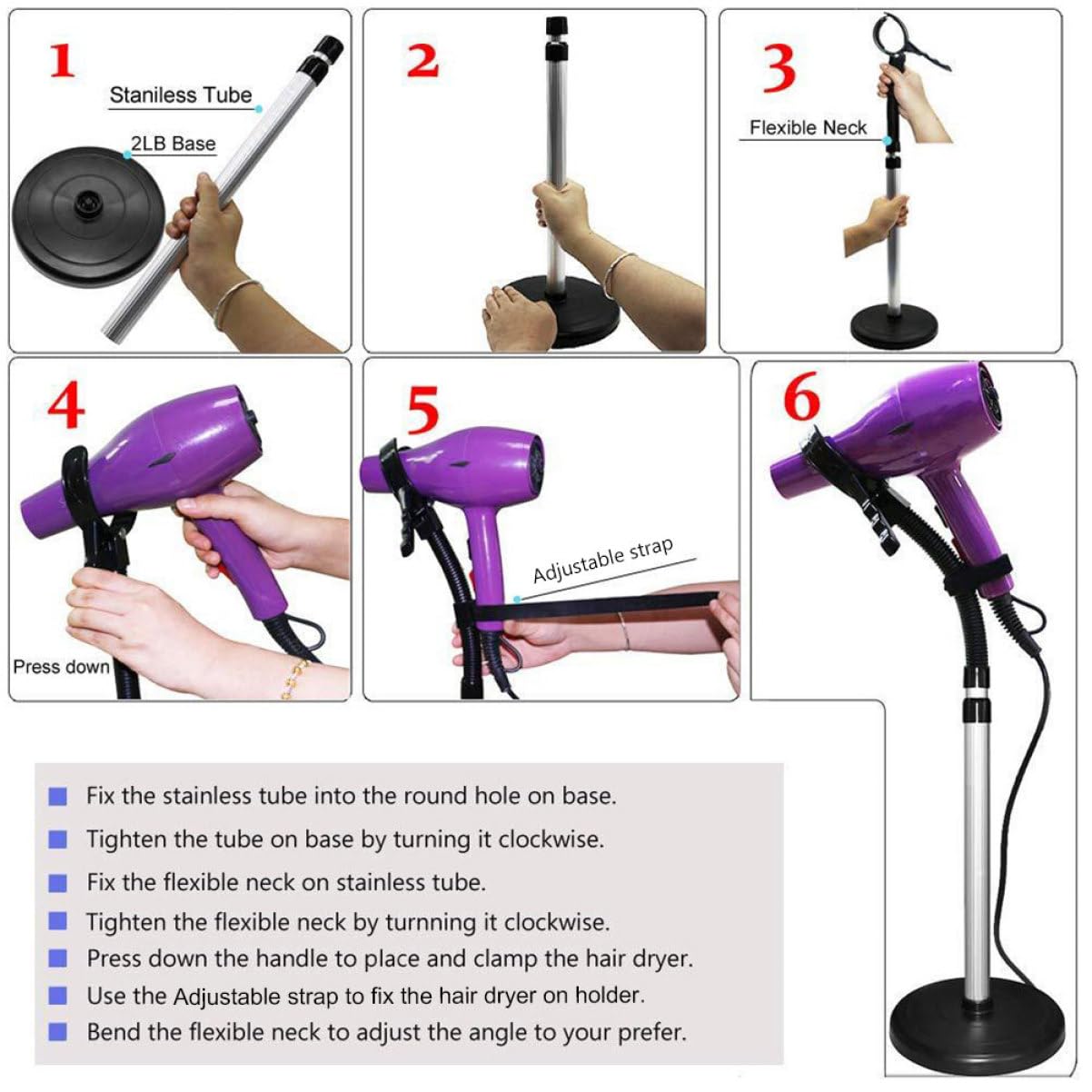 Didiseaon Supporto Lega per Asciugacapelli a Rotazione Ventosa con 360° Gomma , Fissaggio Facile per Styling e Curling