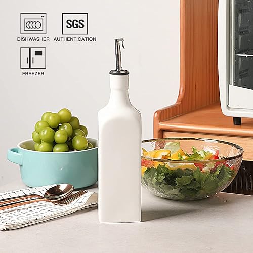 Miniatura 7 de Sweejar Botella dispensadora de aceite de oliva de cerámica de 19 onzas líquidas con boquilla, dispensador grande de aceite para cocina, aceite de