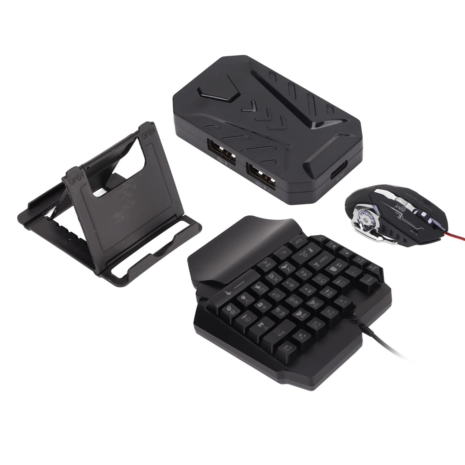 Dpofirs Combo Mouse e Tastiera da Gioco con Una Sola Mano, Convertitore di Tastiera e Mouse Adattatore Mouse per Tastiera da Gioco Mobile per Giocatore(Mescola Lite+F6+G2)