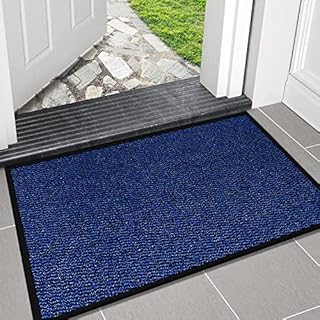 Waterproof Runner Rug for Kitchen Floor - Black, 60 x 180 cm - Heavy Duty Waterproof PVC Backing Dirt Grabber Entrance Welcome Carpet Mat