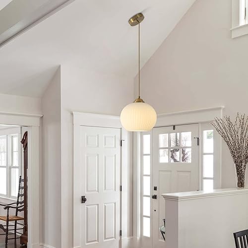 Miniatura 5 de KCO Iluminación de mediados de siglo 1 lámpara colgante de globo industrial vintage latón dorado lámpara de iluminación colgante isla de cocina