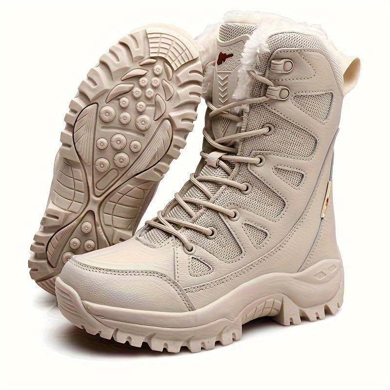 Men's Warm & Cozy Faux Fur Lined Hiking Boots, Non-Slip Winter Snow Boots for Outdoor Activities2