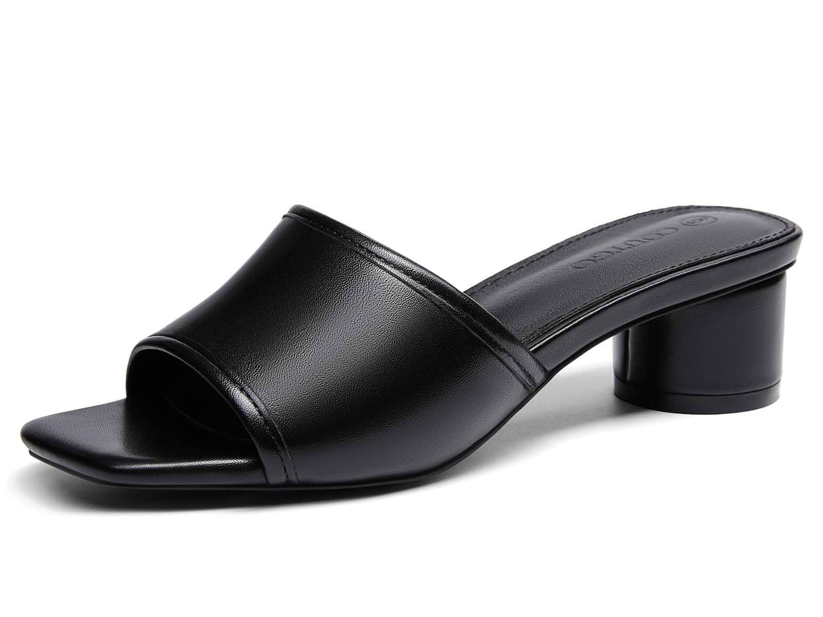 Coutgo Women's Square Open Toe Chunky Heel Slide Sandals