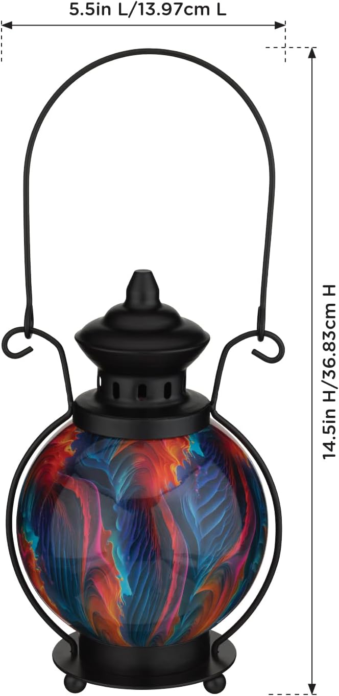 Regal Art & Gift Decorative LED Lantern for Home Décor | Metal and Glass Indoor Accent Light | Swirl Design Table Lantern for Living Room, Bedroom Ambient Lighting - Multi