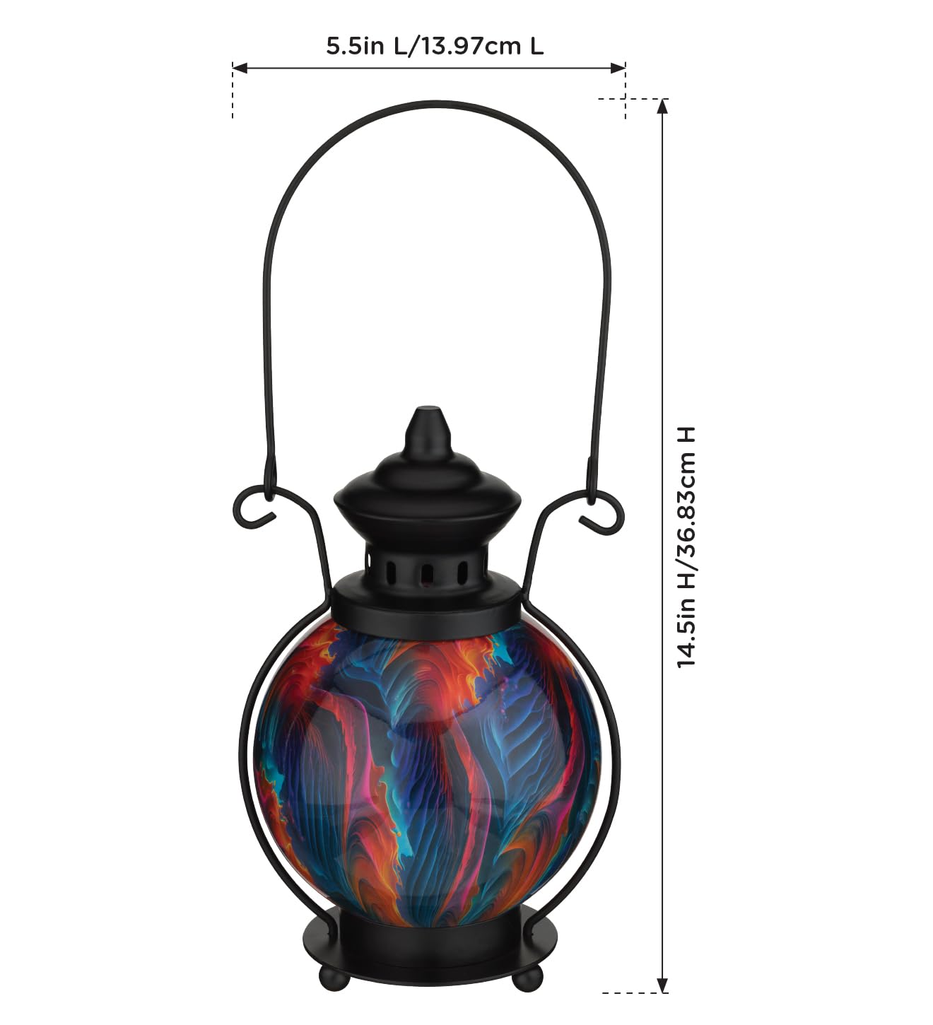 Regal Art & Gift Farol LED decorativo para decoración del hogar, luz de acento interior de metal y vidrio, linterna de mesa con diseño de remolino para sala de estar, dormitorio, iluminación ambiental