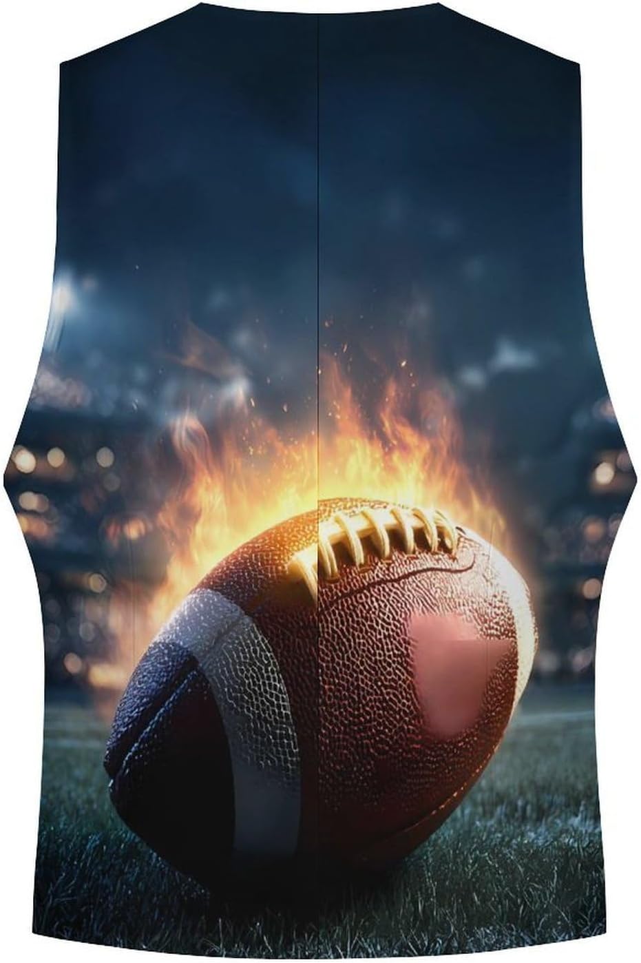 Fire Football Print Men's Suit Vest Formal Vests Casual Dress Fit Waistcoat Casual Tuxedo for Business
