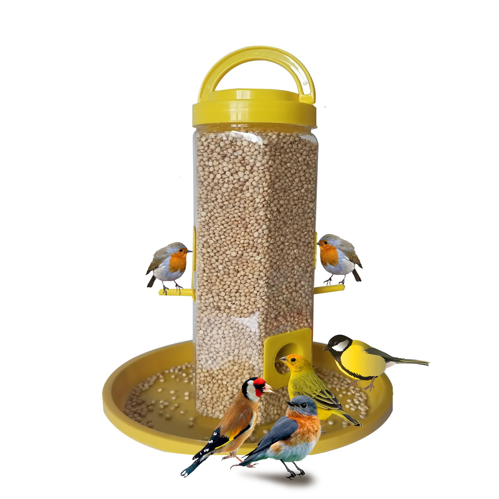 KBV Bird Feeder 4 Way Hanging Bird Feeder for Sparrow, Finches, Budgies, Indian Munias, Parrot for Home, Balcony, Window, Terrace and Garden (Pack of 2)(Yellow) (B0C93GMDTD) Amazon Price History, Amazon Price Tracker