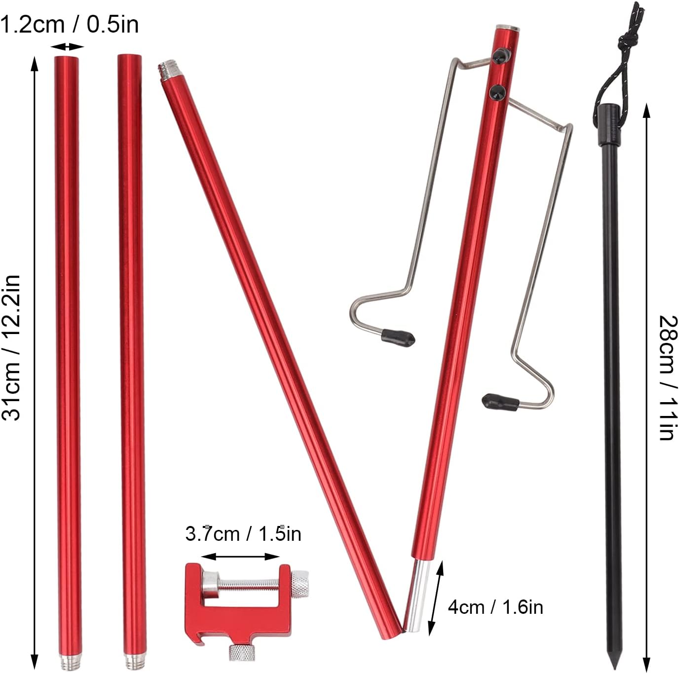 TITA-DONG Collapsible Camping Lantern Stand, Portable Aluminum Alloy Folding Lamp Pole with Hook, Height Adjustable Aluminum Alloy Hanging Light Holder for Camping Fishing