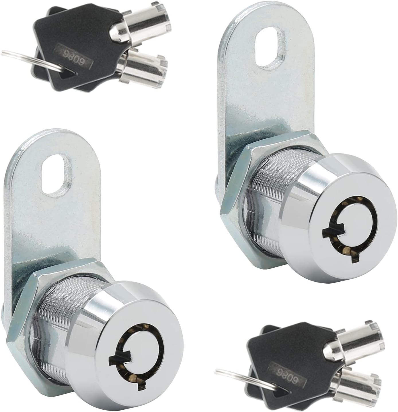2 Pack Tube Cam Lock with 5/8" Cylinder & Straight Cam Cabinet Cam Lock Keyed Alike Drawer Lock Mailbox Lock for File RV Camper Door Tool Box Chrome Finish