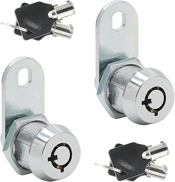 2 Pack Tube Cam Lock with 5/8" Cylinder & Straight Cam Cabinet Cam Lock Keyed Alike Drawer Lock Mailbox Lock for File RV Camper Door Tool Box Chrome Finish