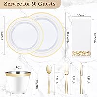Vista 38 de BESTVIP 175 PCS Gold Dinnerware Set for 25 Guests, Plastic Dinnerware Set for Party, Wedding, Christmas, Halloween, Include: 50 Plastic Plates, 25