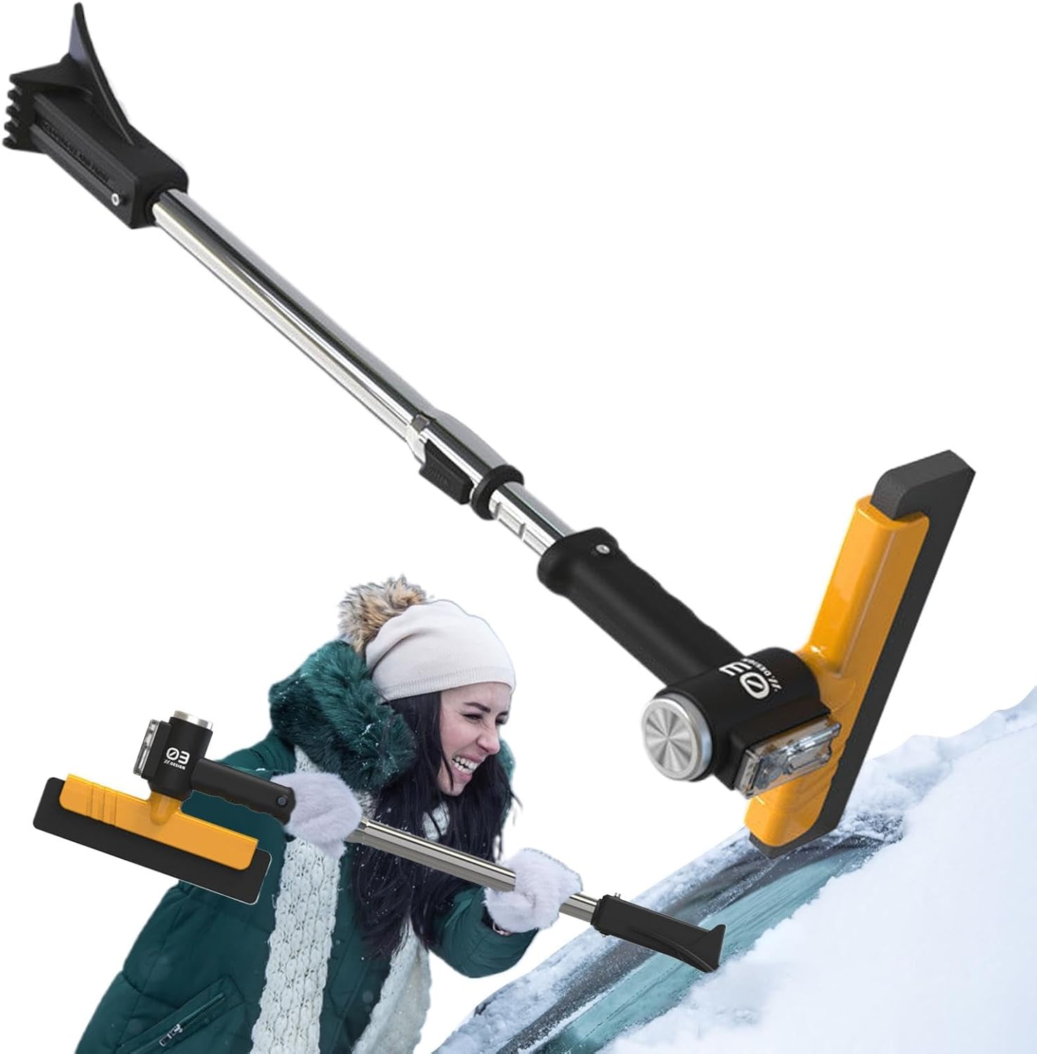 Snow Scraper for Car Retractable - Car Snow Remover Tool, Multifunctional Snow Shovel | Car Windshield Ice Scrapers Extendable Snow Scraper Ice Scraper with Led Light for Automotive