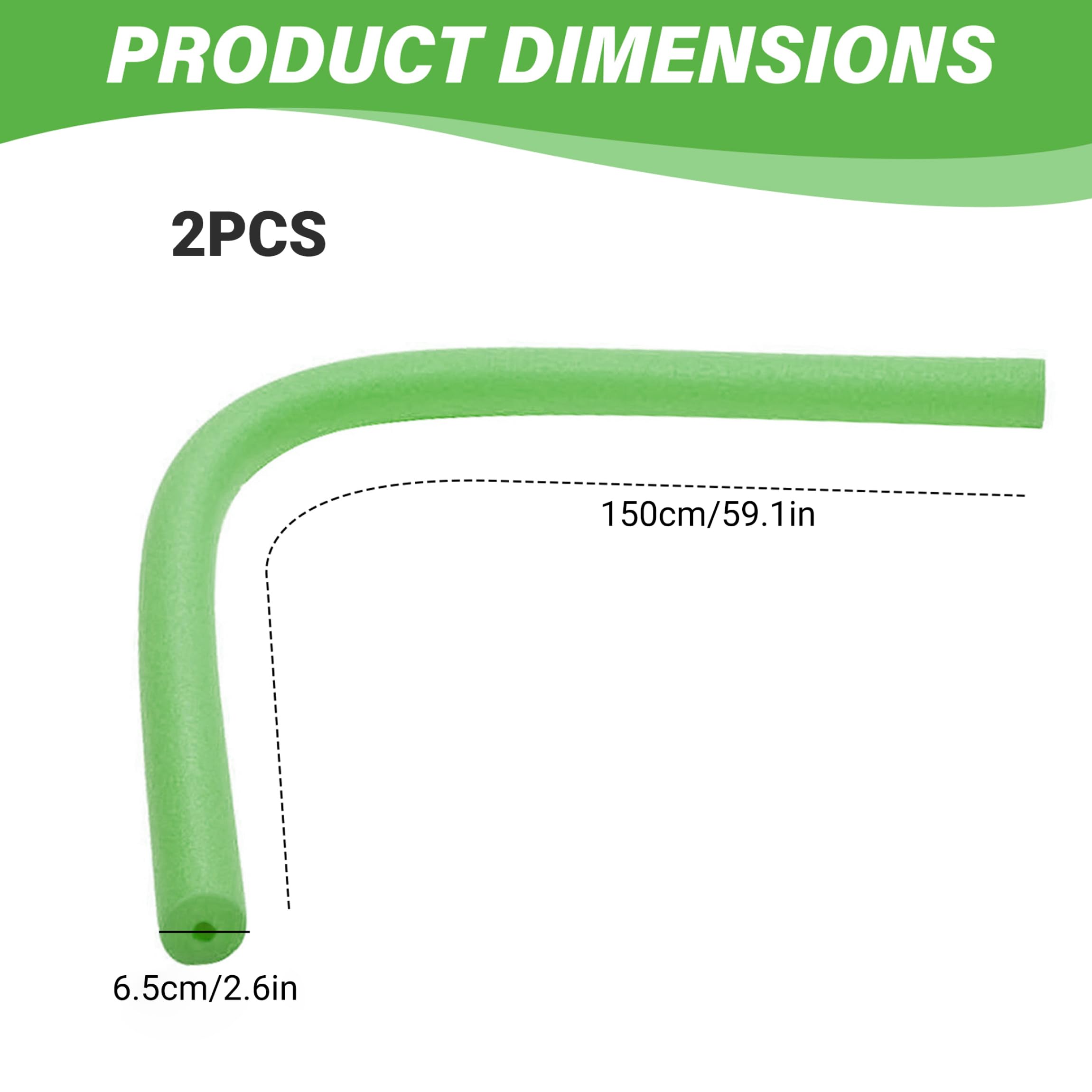 2er-Pack große Poolnudeln Dicker hohler Poolschwimmer aus hochdichtem Schaumstoff grün 2, 56 x 59, 06 Zoll