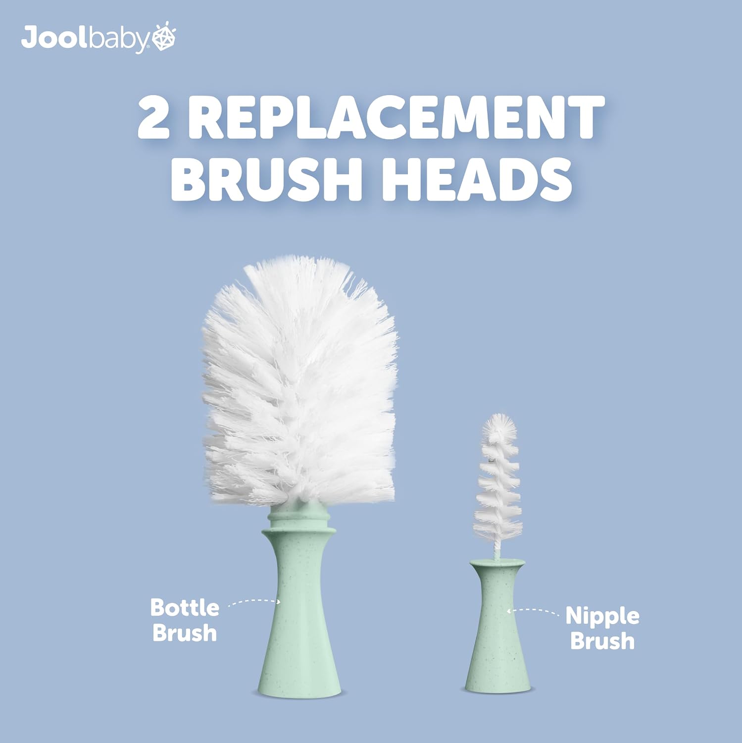 Replacement Heads for Jool Baby Electric Bottle Brush - Bottle & Nipple Cleaner for Quick and Easy Bottle Washing (Mint)