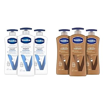 Vaseline Intensive Care Unscented Advanced Repair Body Lotion - Ultra-Hydrating & Intensive Care Body Lotion for Dry Skin Cocoa Radiant Lotion Made with Ultra-Hydrating