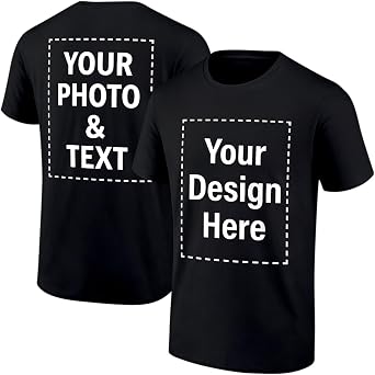 Custom T-Shirts for Men Women, Personalized Shirt Design Your Own, Custom Cotton Tee Shirts with Front & Back Print