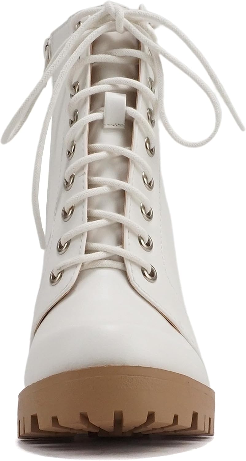 Soda Chalet – Fashion Lace up Military Inspired Ankle Boot with Stacked Heel and Side Zipper image 3
