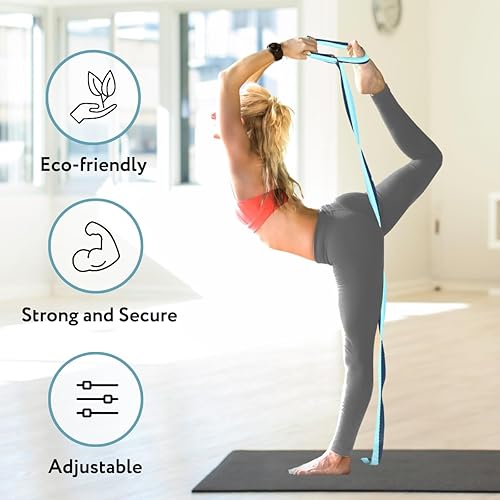 Miniatura 10 de California Yoga Strap  Yoga Belt with Safe Adjustable D-Ring Buckle for Pilates  Stretching Strap  Exercise Bands  Physical Therapy  Improves