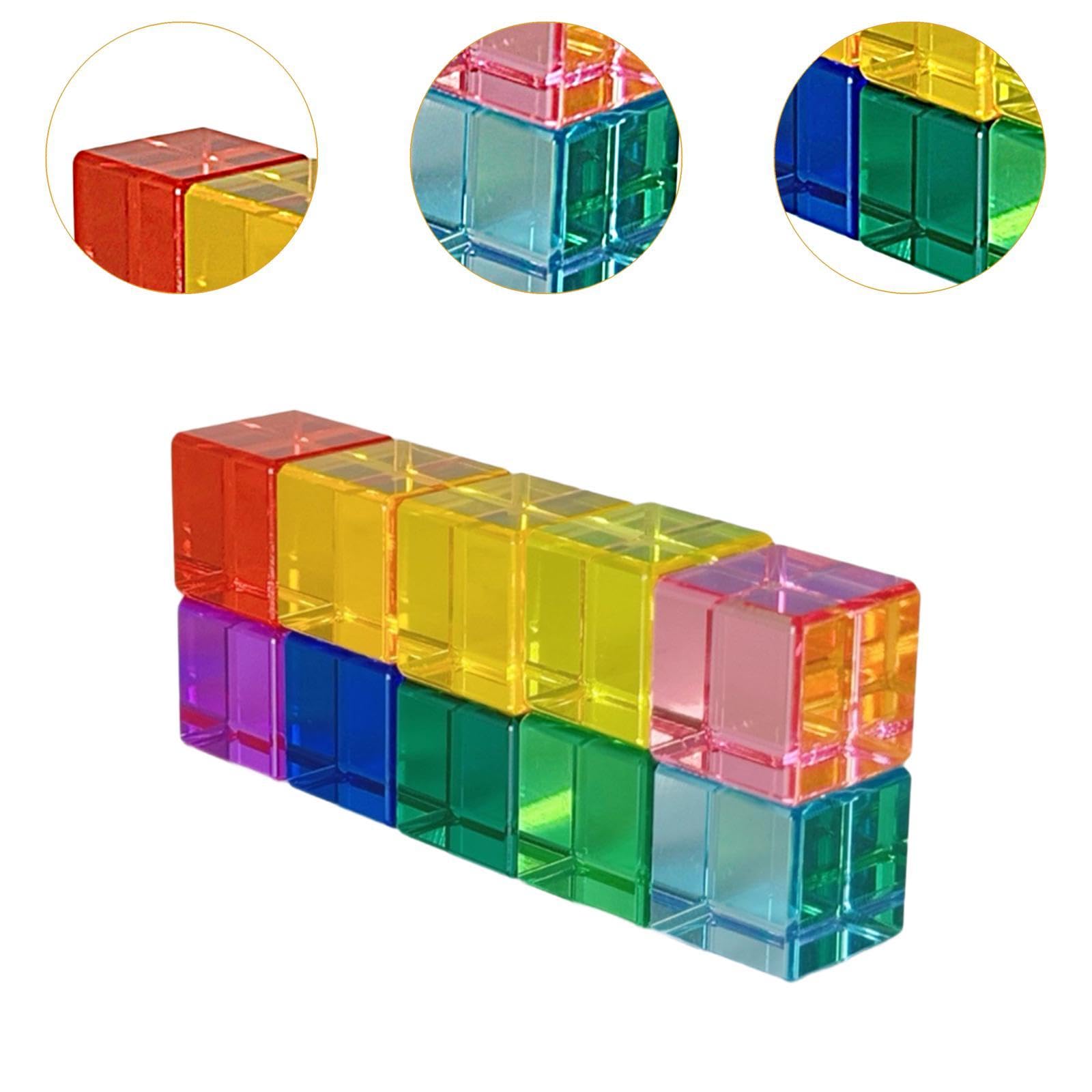 Cubos de Construcción de Acrílico Transparente, Juguetes Educativos para Niños, Divertida Actividad de Manualidades, Aprendizaje de Formas Y, 20 Piezas