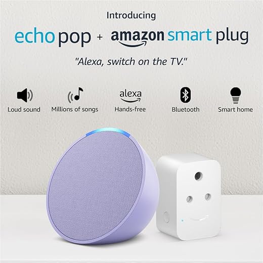Echo Pop (Purple) Smart Home combo with Amazon Smart Plug