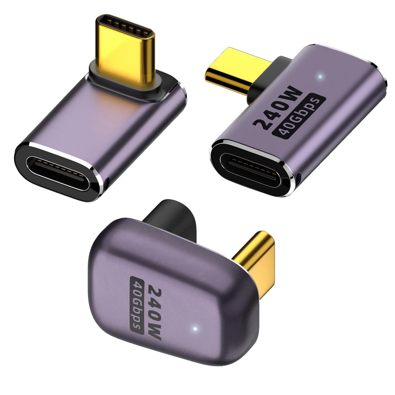 Adaptateur USB-C 180° - Charge 240W, Vidéo 8K, 40 Gbit/s - Compatible Steam Deck, Switch, PC, IPhone - Pack De 2 - 2