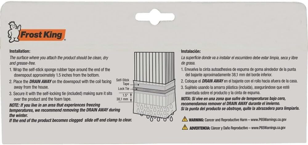Frost King DE46BR Automatic Plastic Drain Away Downspout Extender, Extends 4-Feet, Brown