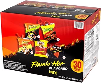 Frito Lay Flamin Hot Mix 30 Bags - Includes Flamin Hot Cheetos, Chester's Fries, Munchies, Funyuns, Cheetos Limon Crunchy by Frito Lay
