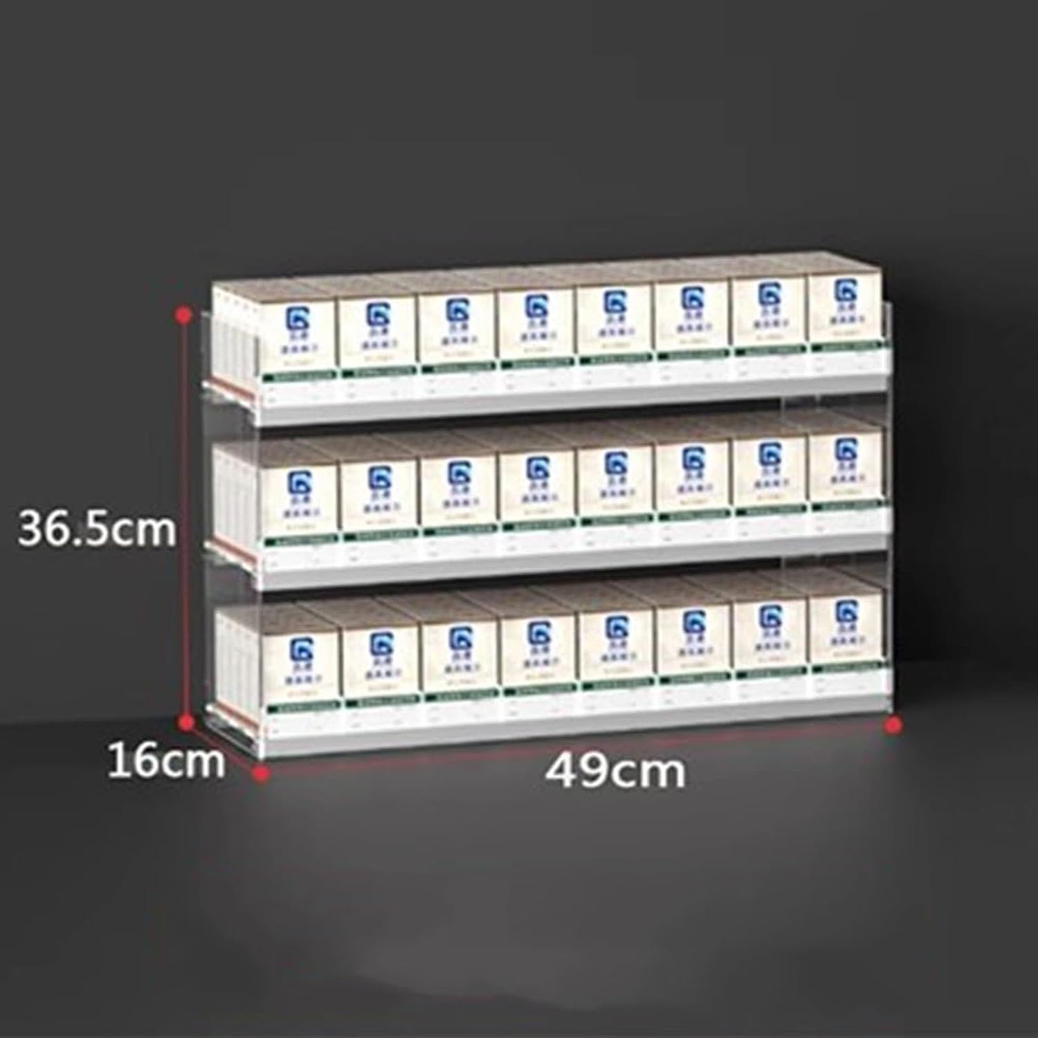 Automatic Cigarette Pusher Tray - Wall Mounted & Countertop Retail Display Holder for Cigarette Merchants - Clear Showcase (Size: 49x16x36.5cm)
