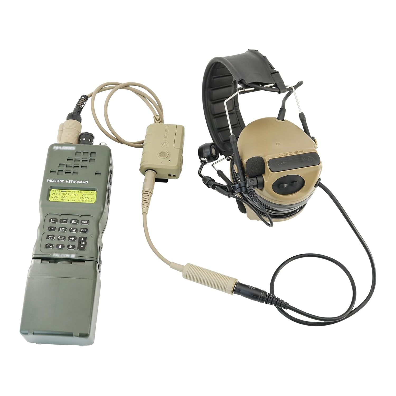 6Pin Extension Cable PTT Adapter with Conversion Cable for 7.0mm Plug Tactical Headsets,Connect to Phones for Music & Calls (Tan)