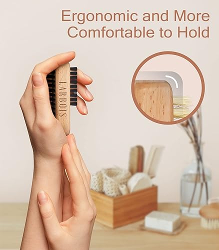 Miniatura 5 de Larbois - Cepillo de uñas para limpiar las uñas, paquete de 2 cepillos de uñas de madera para limpiar las uñas, cepillo de dos caras con cuerda para