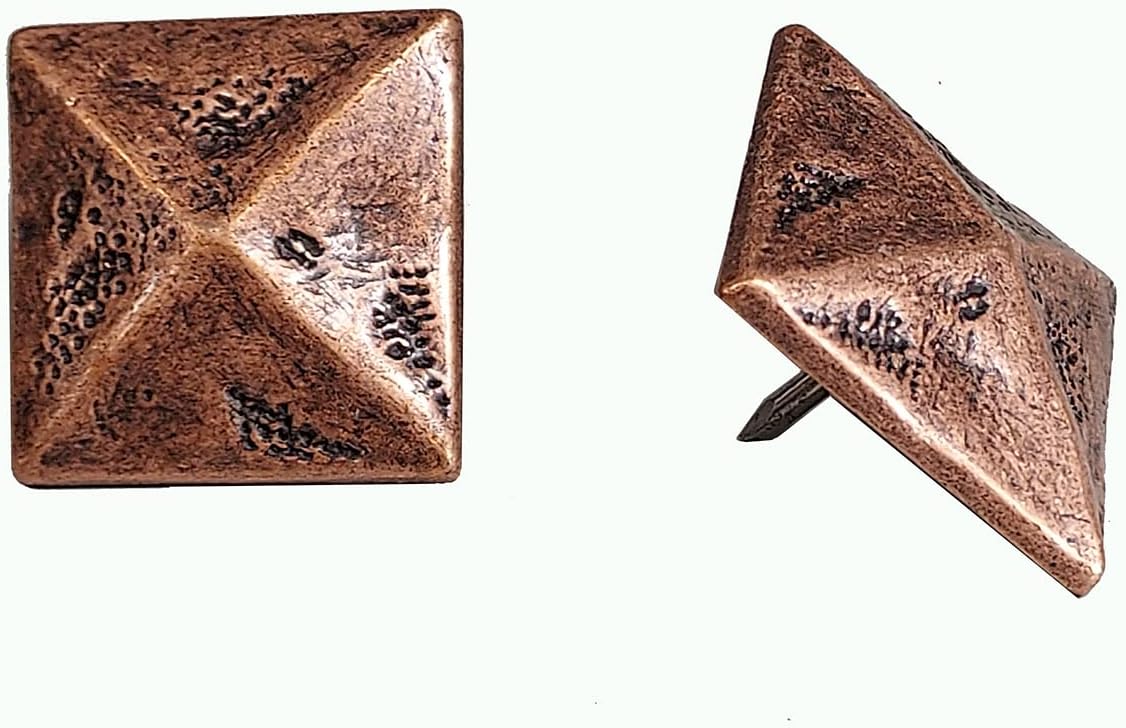 10 Pack of Clavos, Pyramid, Square Shape, 1 5/16" x 1 5/16" (Antique Copper)