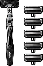 AUGER 5-Blade Razor Combo Pack with Holder + 6 Replacement Blades (Kai Corporation AUGER (Auger) Razor, Replacement Blades, Male, Men)