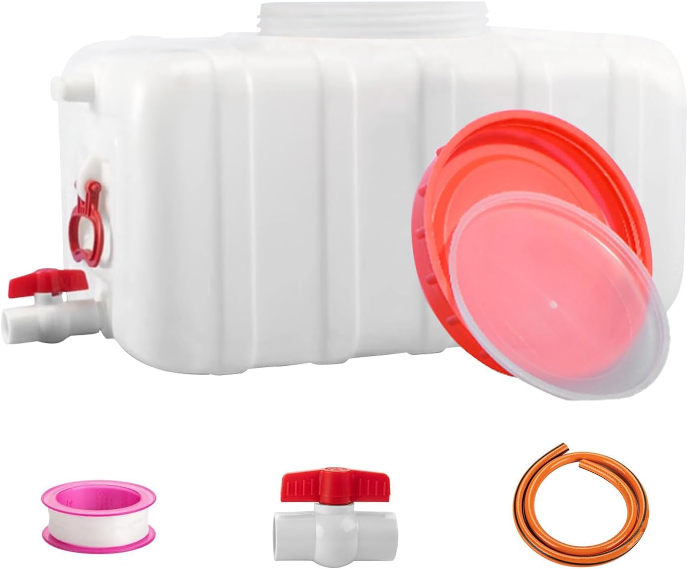 Water Container 6.6-52.8 Gallon Water Storage Tank Heavy Duty Water Carrier with Spigot and 3m Hose Food Grade Plastic Water Bucket for Camping RV Camping Outdoor Hiking Travel(Size:35L/9.3Gal)