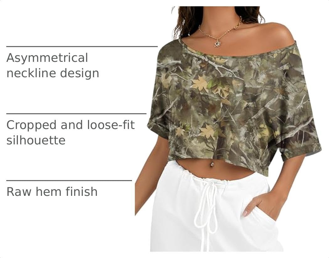 Kistore Off Shoulder Tops for Women Going Out Short Sleeve Cropped T Shirts image 4