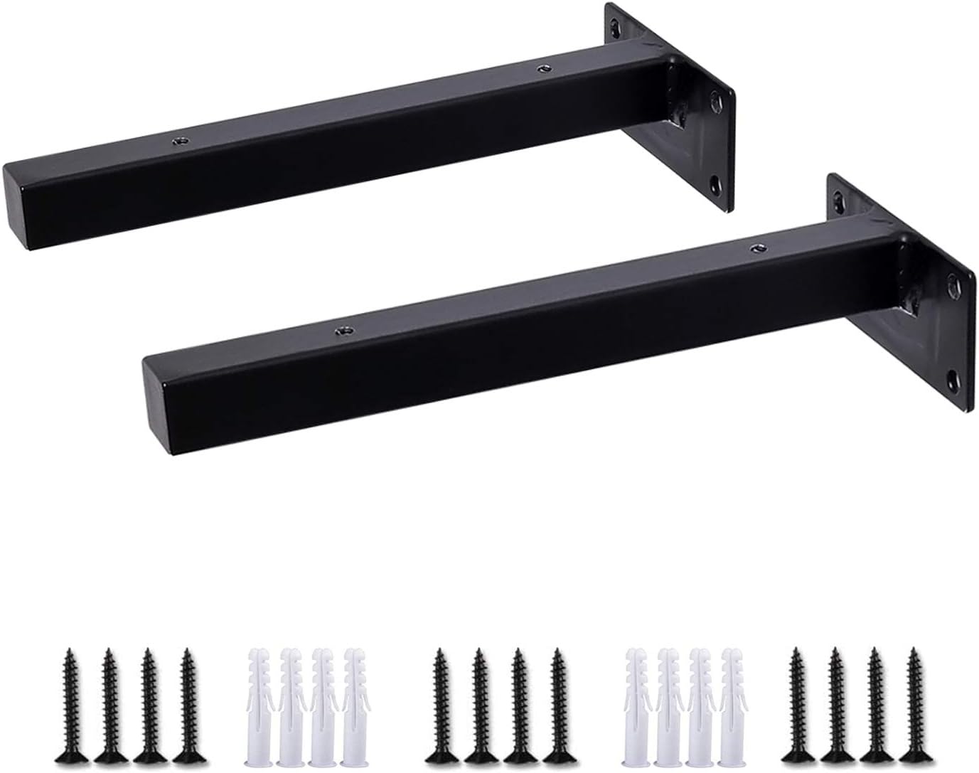 Shelf Bracket,2 Pieces Wall Shelf Bracket Black -Support Heavy Duty Floating Brackets Silver - Stainless Steel L Shaped Shelving Brackets, Industrial, with Fixings, Bearing Capacity 100kg