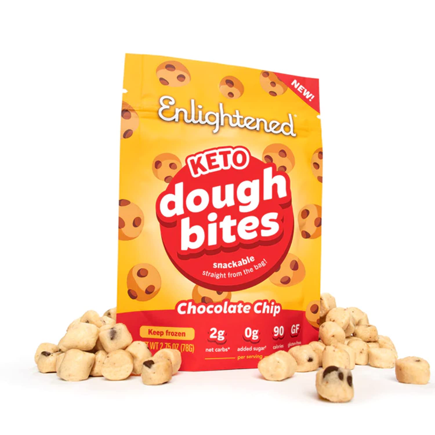 Enlightened Keto Cookie Dough Bites Chocolate Chip, 2.75 Oz (Frozen)