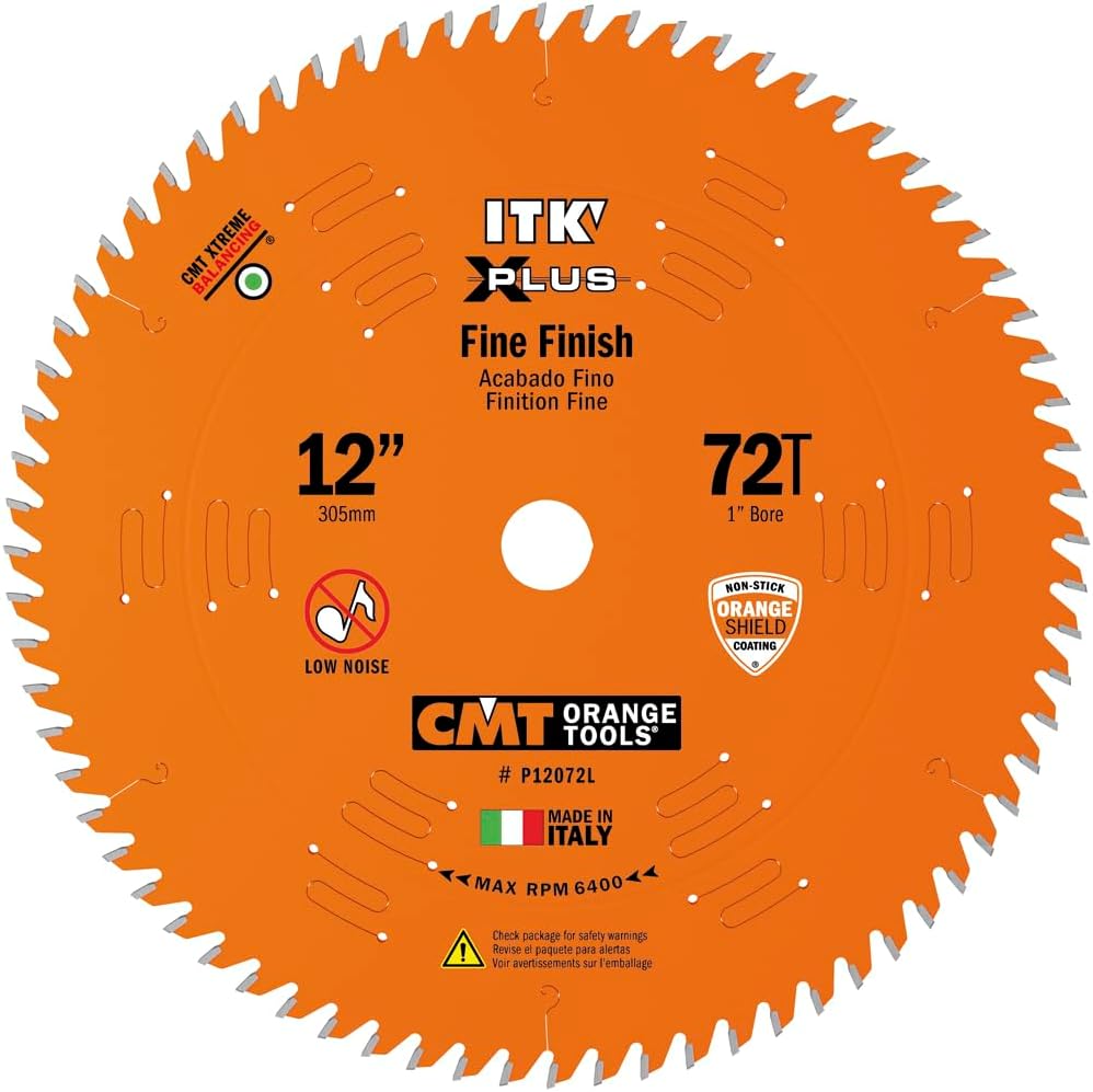 CMT P12072L 1" Bore ITK Plus Chipboard & Melamine, 12" x 72 Teeth