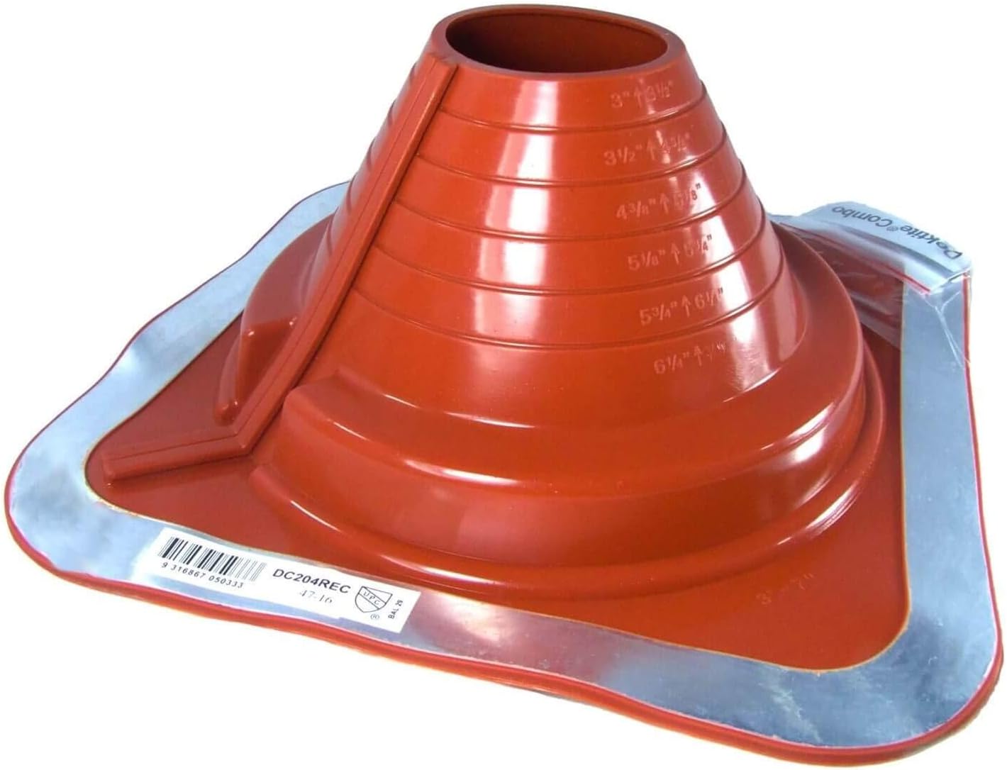 4 (3" to 7") DEKTITE Square Base Combo Pipe Flashing Boot RED High