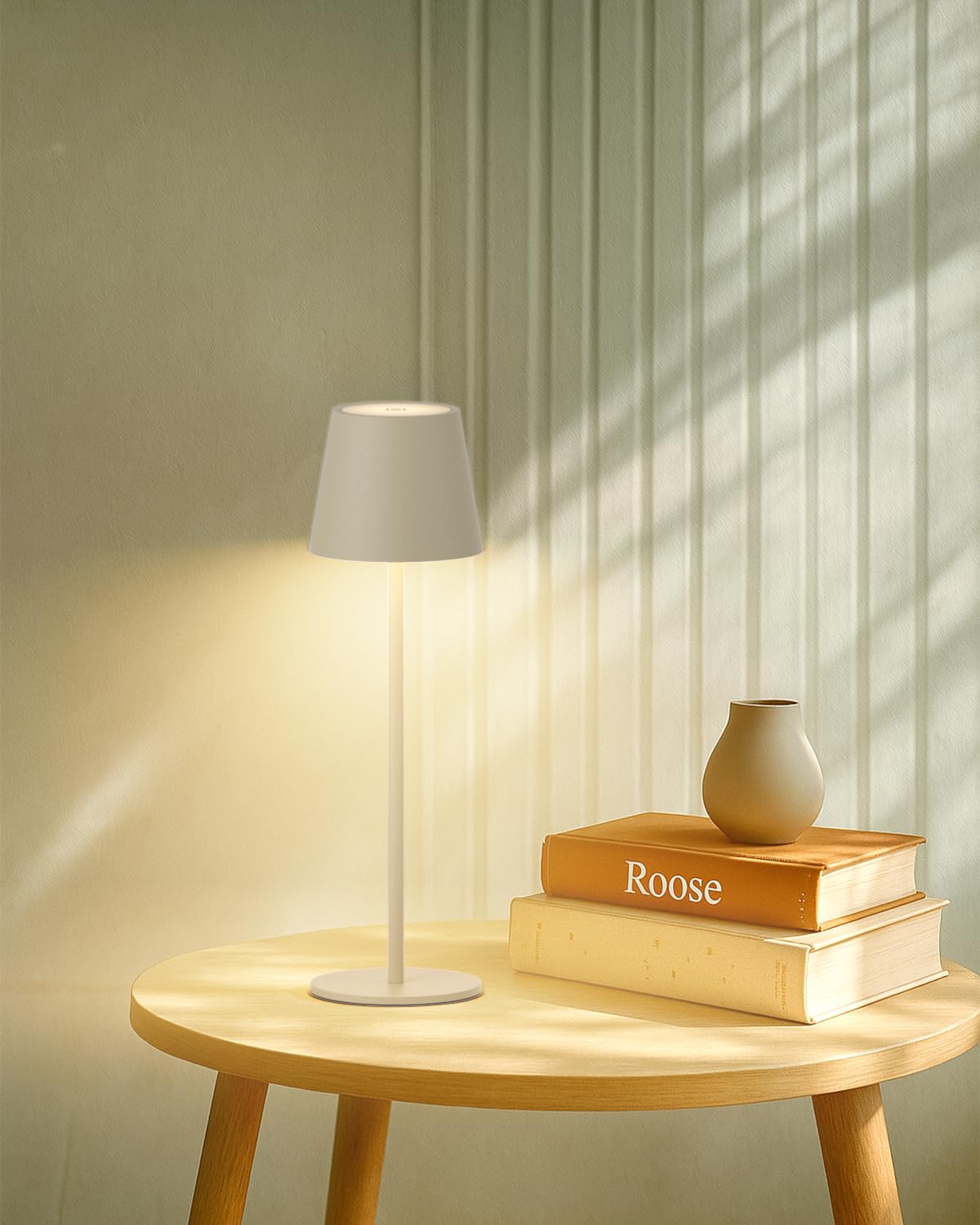 Aipsun 2 Stück Dimmbare led akku tischleuchte Beige mit 6000mAh | 5V 2A Wiederaufladbar Warmweiß(2700k-6000k) ,Aluminium,IP54 wasserdicht für Restaurant, Schlafzimmer, Bar, Camping
